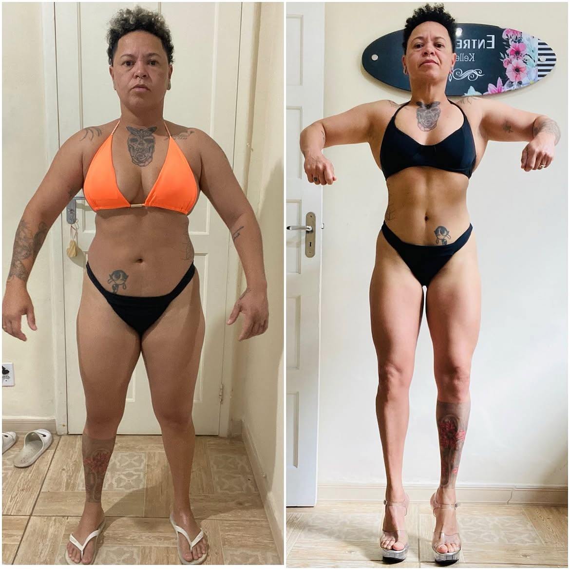 Transformação corporal de aluna da Point Fitness, antes e depois